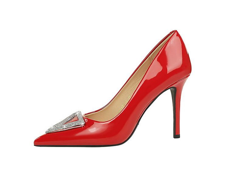 6122-3K36 Scarpe con tacco a spillo in pelle verniciata lucida, punta bassa e affusolata, con strass scintillanti e tacco alto_voghion.com