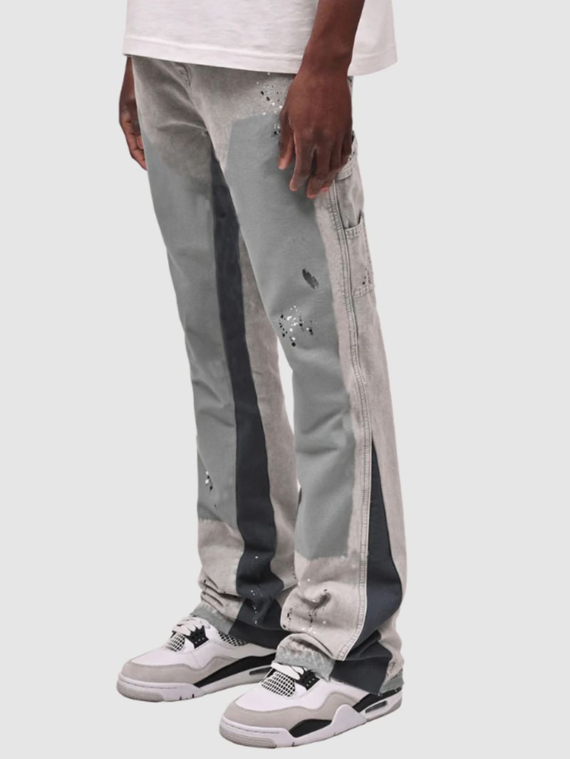 Pantaloni cargo elasticizzati patchwork in denim a strati da uomo_voghion.com