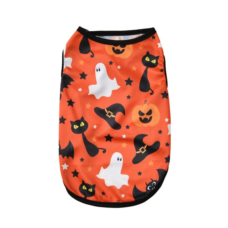 New Summer Sun Protection Vest Halloween Pumpkin Print Small And Medium Dog Cat Pet Clothes_voghion.com