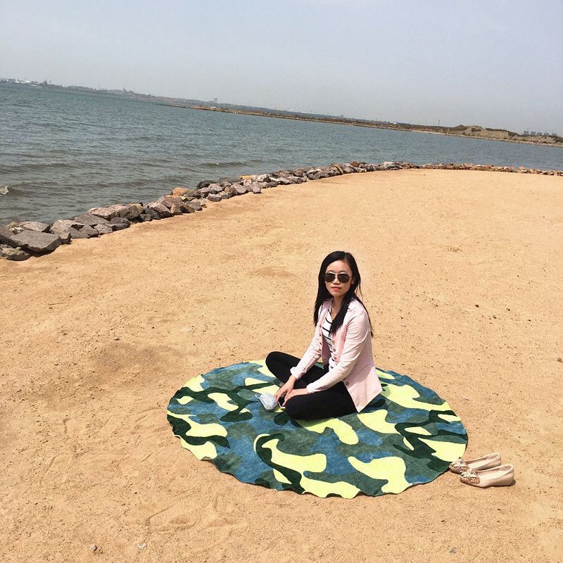 Cotton Terry Cloth Beach Hawaii Bath Style Active Printing Yoga Mat Round Bath Towel_voghion.com