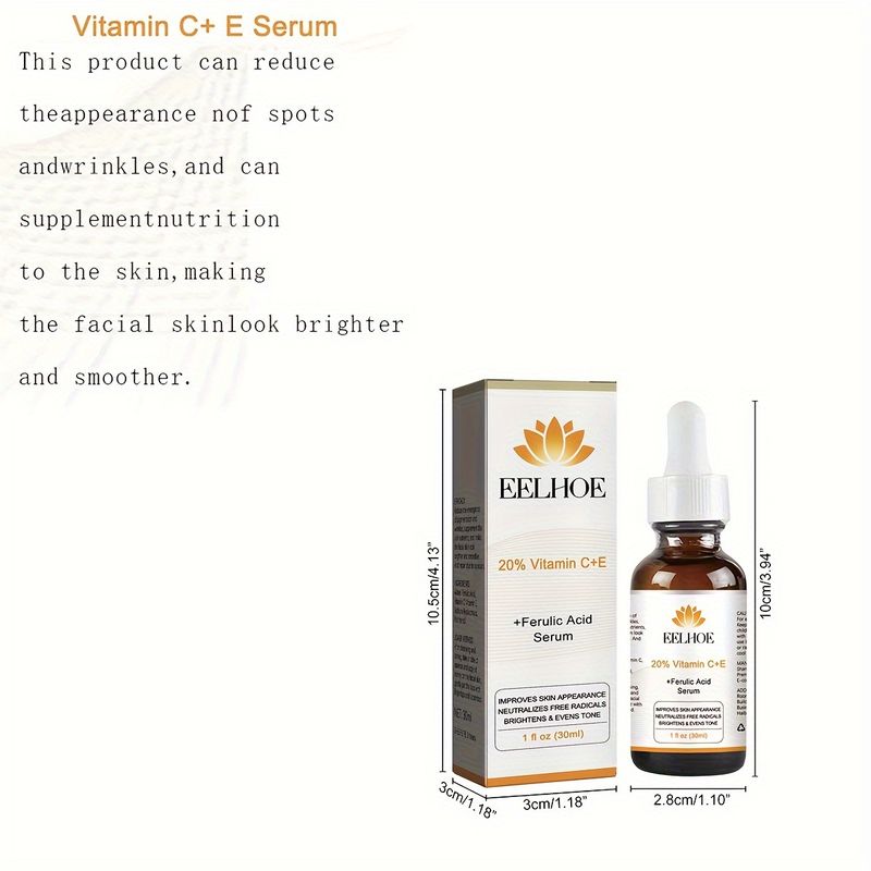 1/2/3 stk. 20 % vitamin C-ansiktsserum med vitamin E og ferulsyre, 30 ml hver, balanserer hudtonen og gir lysere hudpleie_voghion.com