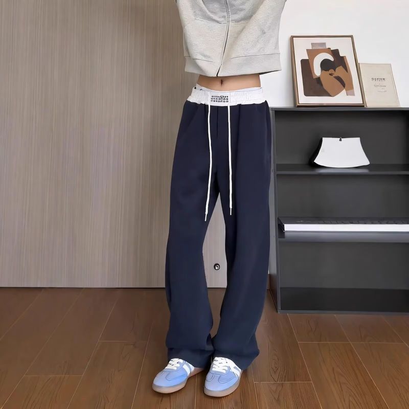 Herren-Streetdancehose in Marineblau – Gebogener Bund und tiefe Beinabschlüsse für Hip-Hop-/Jazz-Bewegungen (Schwarz/Marineblau) – Windabweisendes Polyester für hohen Tragekomfort_voghion.com