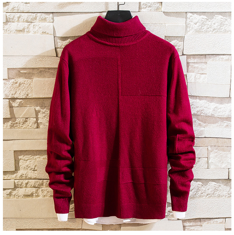 Heren Herfst- en Wintermodellen Voor- en achterkant Casual Mode Pullover Coltrui Slim-fit Sweater Buitenlandse Handel Lopende hoeveelheid_voghion.com