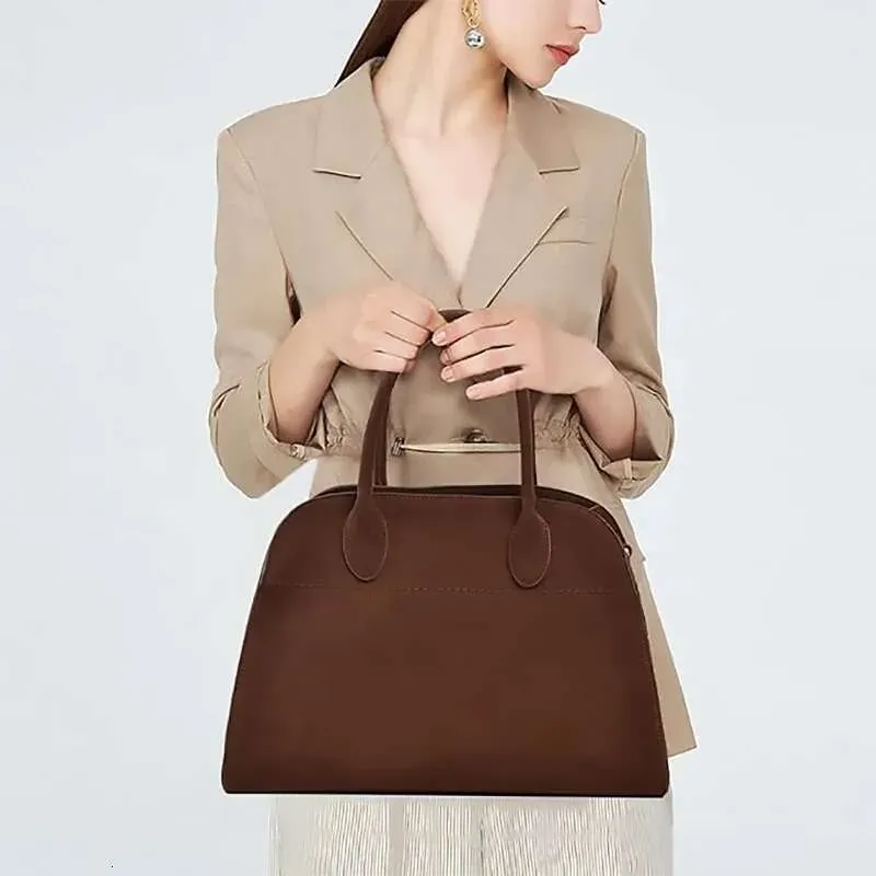 Tasarımcı 2025 Kadın Tote Kadın Süet Çanta Vintage Üst Saplı Moda Retro Omuz Çantası İş Deri Çanta_voghion.com