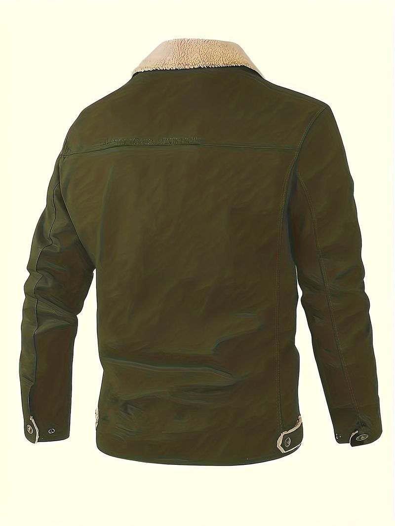 Giacca da lavoro oversize da uomo, foderata in pile di poliestere, a maniche corte, stile britannico giovanile, autunno inverno 2024_voghion.com