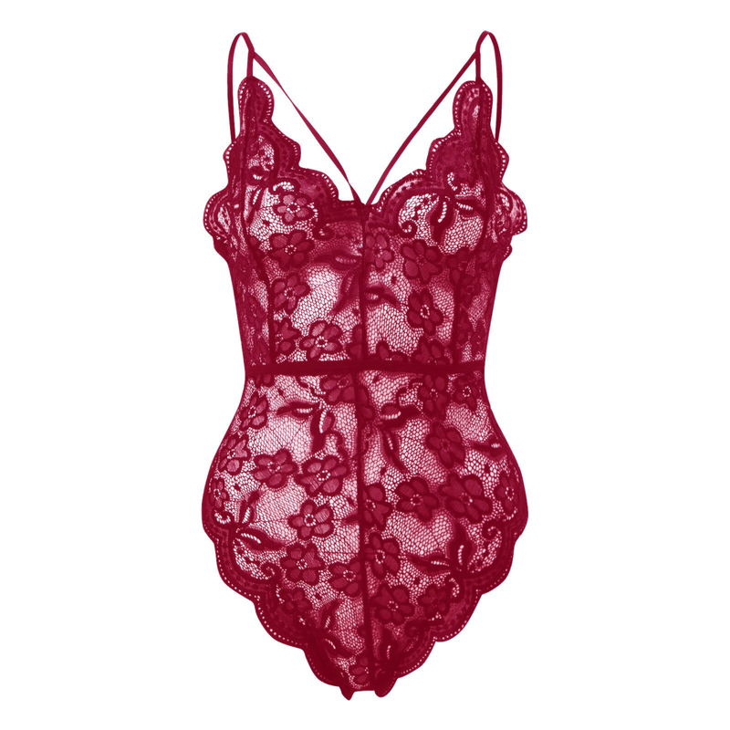 Plus Size Bodysuit För Kvinnor Sexiga Underkläder Rygglösa Blommor Spets Nallar Bodysuit Babydoll Underkläder Kvinnliga Sovkläder_voghion.com