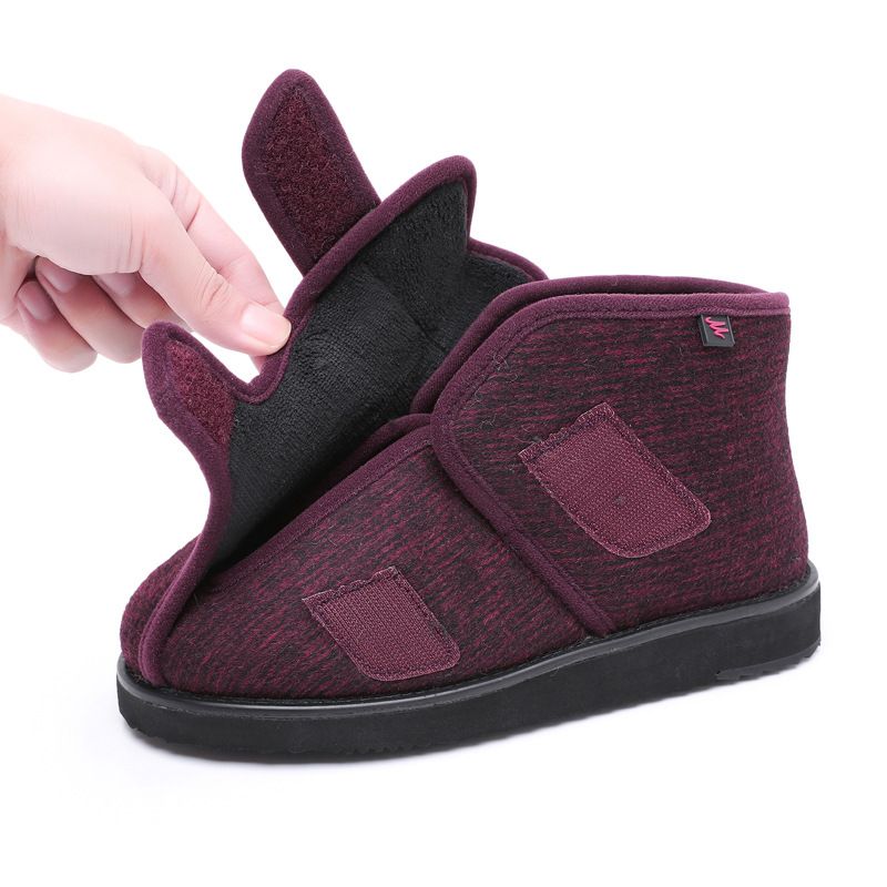 Qiwago Mid-Top-Klettverschluss-Design, Baumwolle, verdickt, warm, rutschfest, flache Schuhe für breite Füße, dicker Spann, tragbar_voghion.com