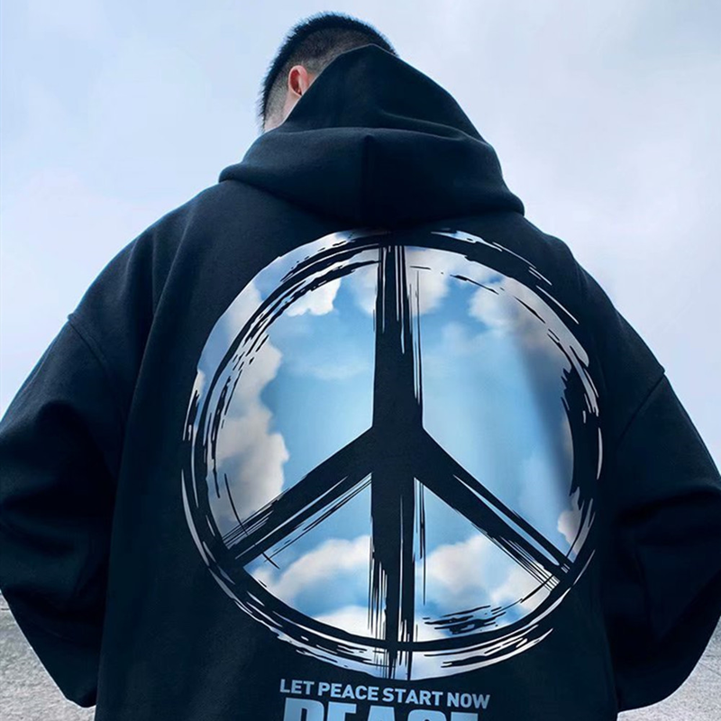 Oversize autumn winter loose and oversized hooded plush zippered cardigan, chubby hoodie, men's trendy jacket_voghion.com