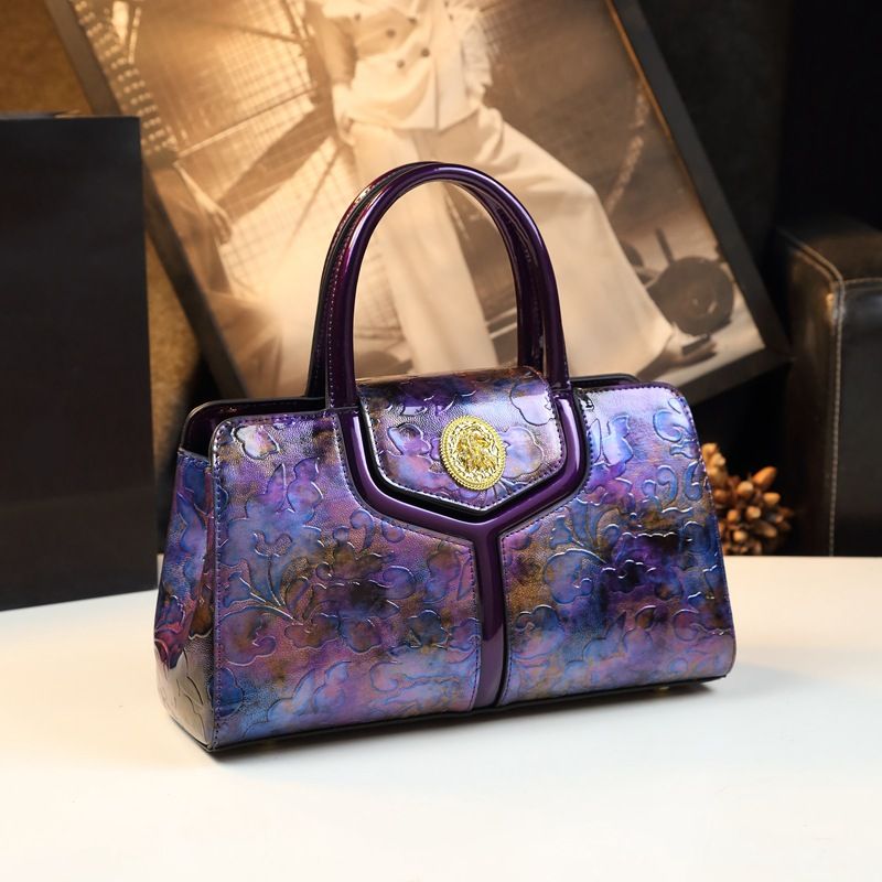 Genuine leather women's 2024 new textured flower handbag, elegant and elegant, one shoulder crossbody mom bag_voghion.com