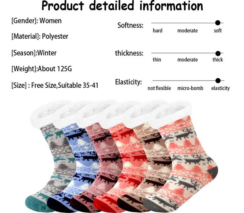 Calcetines cálidos de invierno para mujer, pantuflas suaves de felpa de pingüino para mujer, zapatillas de suelo sin agarre, calcetín corto, ciervo esponjoso y oso de alce_voghion.com