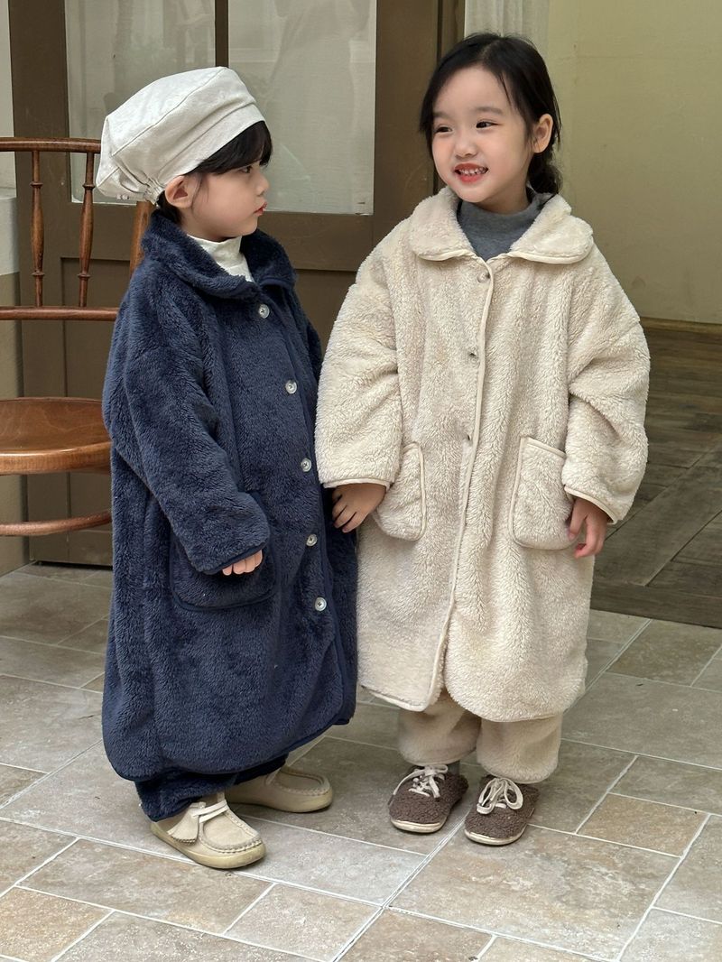 Pijamas de franela para niños, camisón largo de otoño/invierno para bebés, conjunto de ropa de casa de terciopelo Coral para niños y niñas_voghion.com