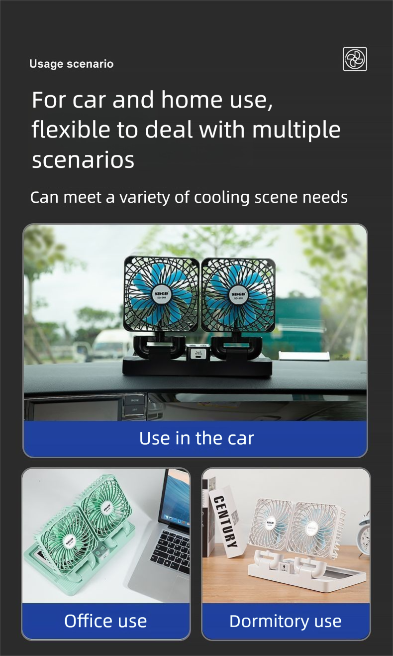 High-end Solar Fan 24V 12V Small Van Car Powerful Cigarette Lighter USB Port_voghion.com
