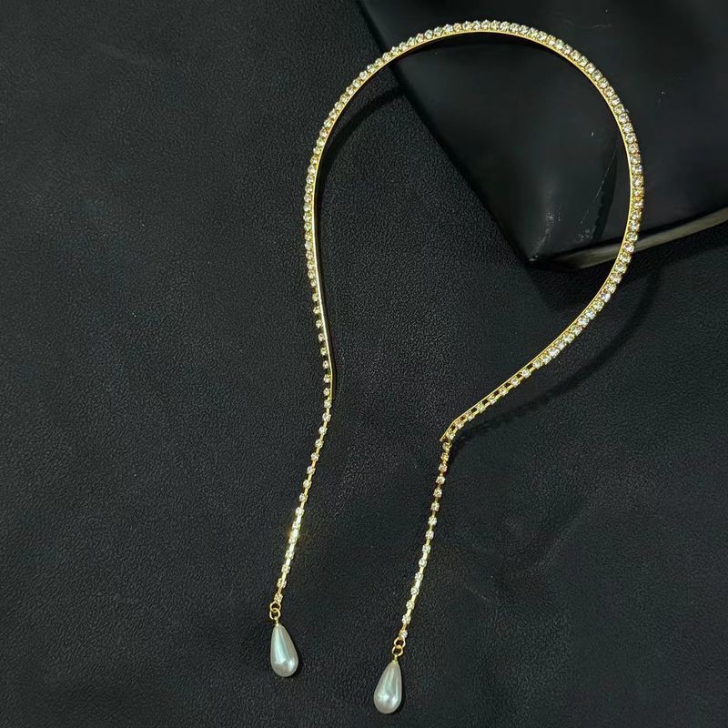 Hängendes Stirnband mit Quastenanhänger für Damen, schlichtes, temperamentvolles Strass-Perlen-Stirnband, modischer und vielseitiger Kopfschmuck_voghion.com