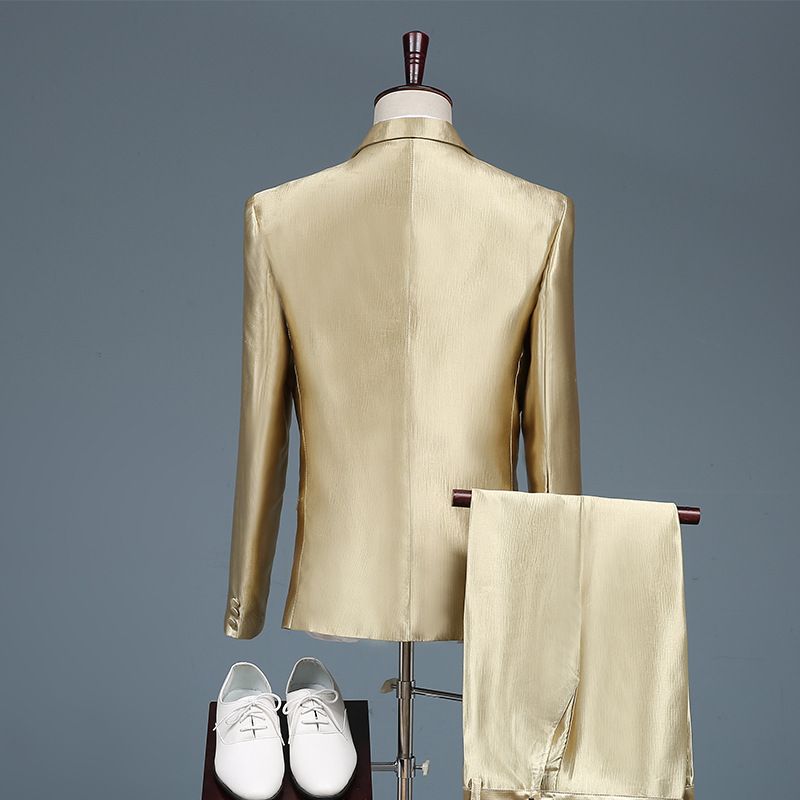CT Gold Set For Hosts Photoshoot Choir Performance Men's Stylish Slim Fit Business Suit_voghion.com