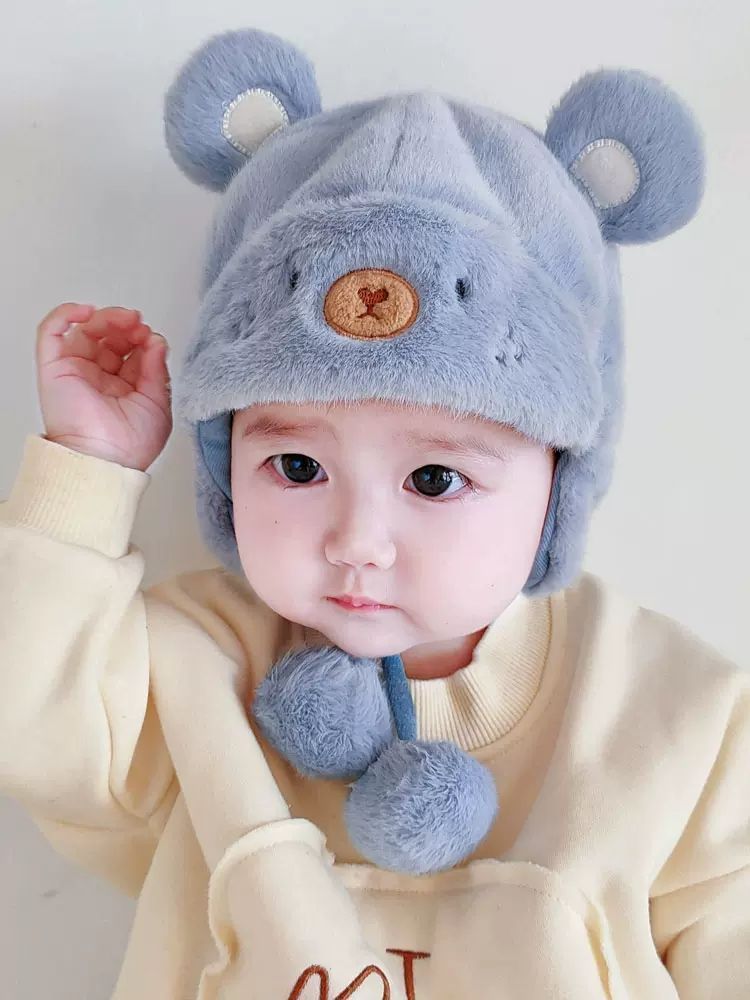 Cappello unisex per neonati, autunno inverno, cappello per neonati, bambina, carino, super carino, berretto in peluche, berretto con orecchio a forma di orso, cappello per neonati_voghion.com