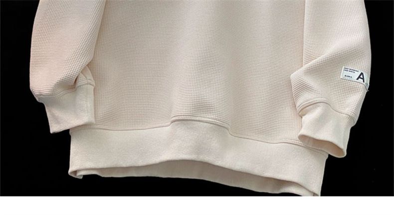 Abbigliamento maschile felpa verde tendenza uomo ins waffle cappuccio senza maniche girocollo due pezzi maglietta oversize a maniche lunghe_voghion.com
