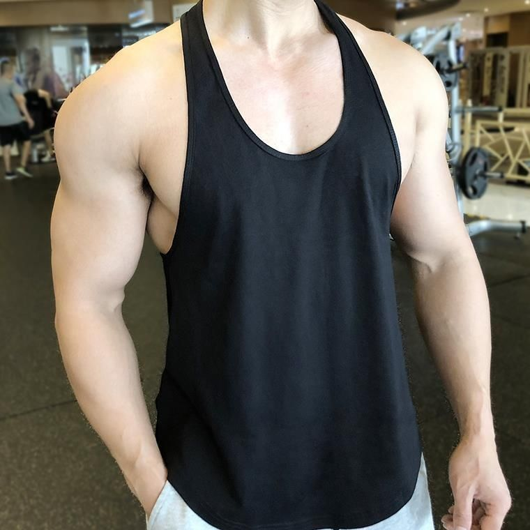 Herrenbekleidung Sommersport Fitnessweste für Männer Schnelltrocknende große elastische Trainingsweste Eisen Laufoberteil_voghion.com