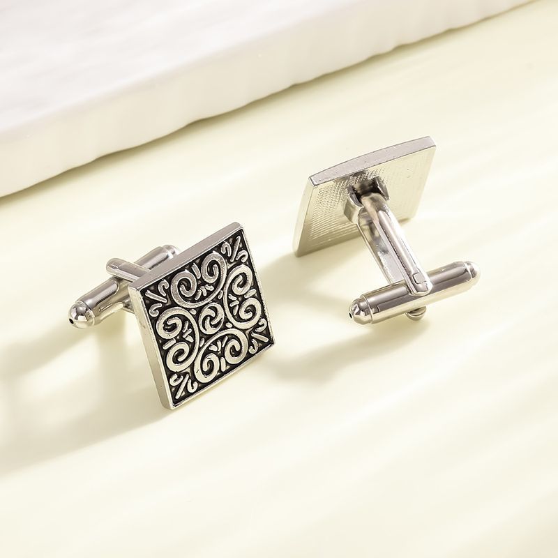 Neu Platz Retro Römischen Muster Plaid Manschettenknöpfe Männer Mode_voghion.com