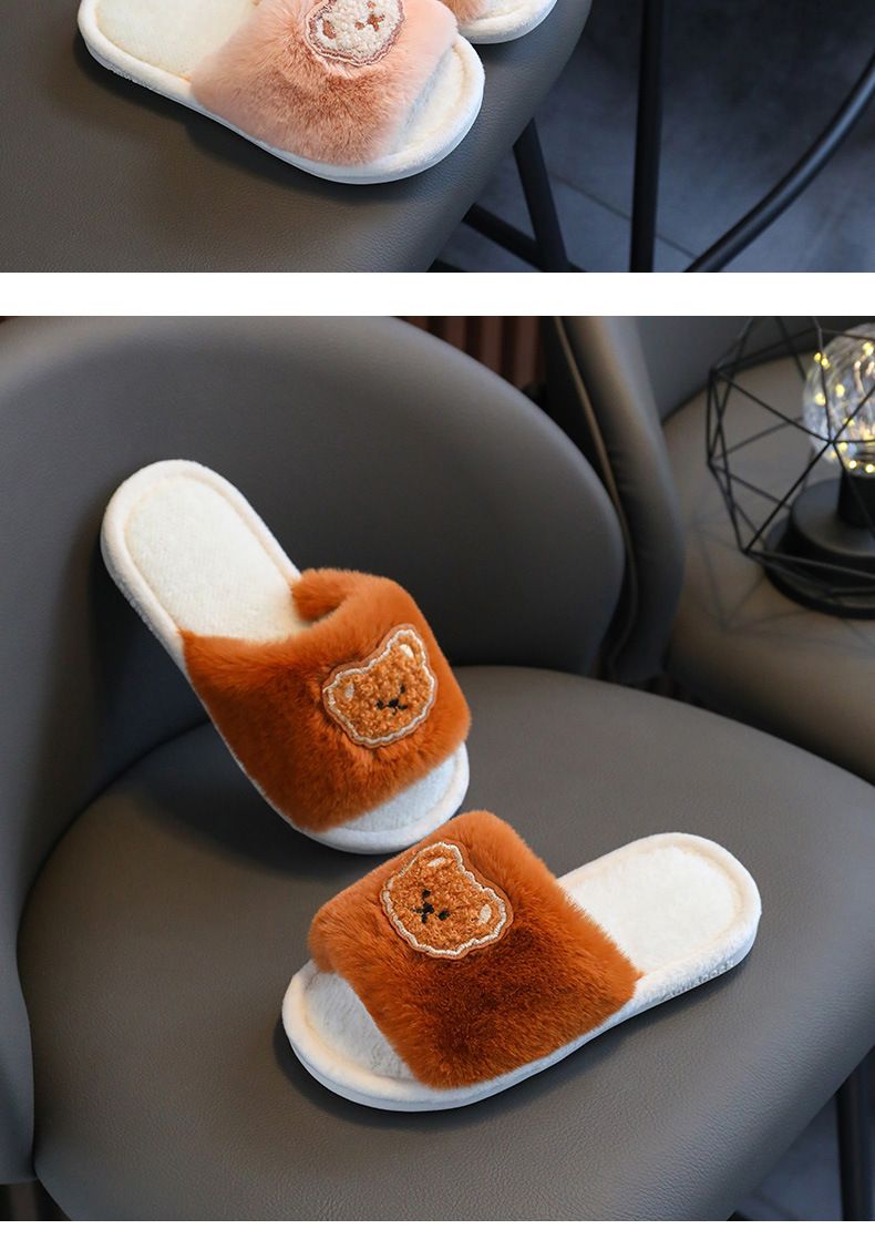 2023 Kinder-Baumwollschuhe für Herren und Damen, lässig, Cartoon-Bär, süß, rutschfest, bequem, Mao Mao-Baumwollpantoffeln mit dicker Sohle_voghion.com