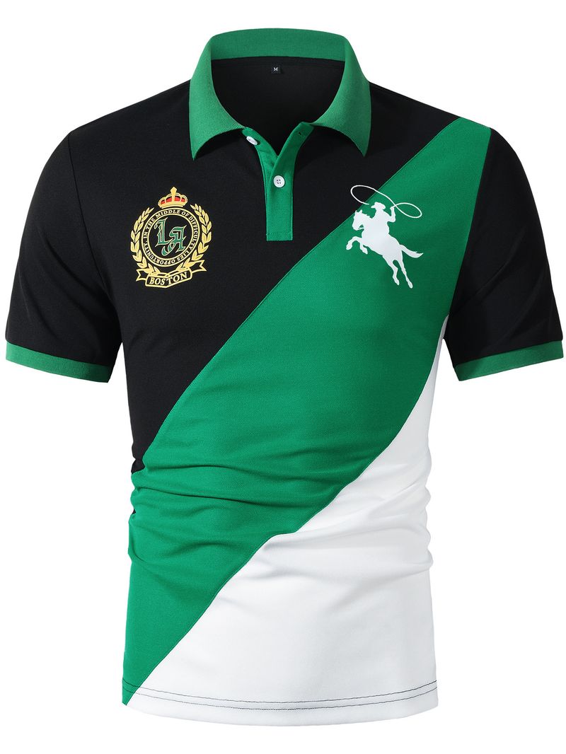 Men's Breathable Polo Shirts - Casual Business Short Sleeve Shirt With Relaxed Fit | Moisture-Wicking Golf & Office Wear (S-2XL, Emerald Green)_voghion.com