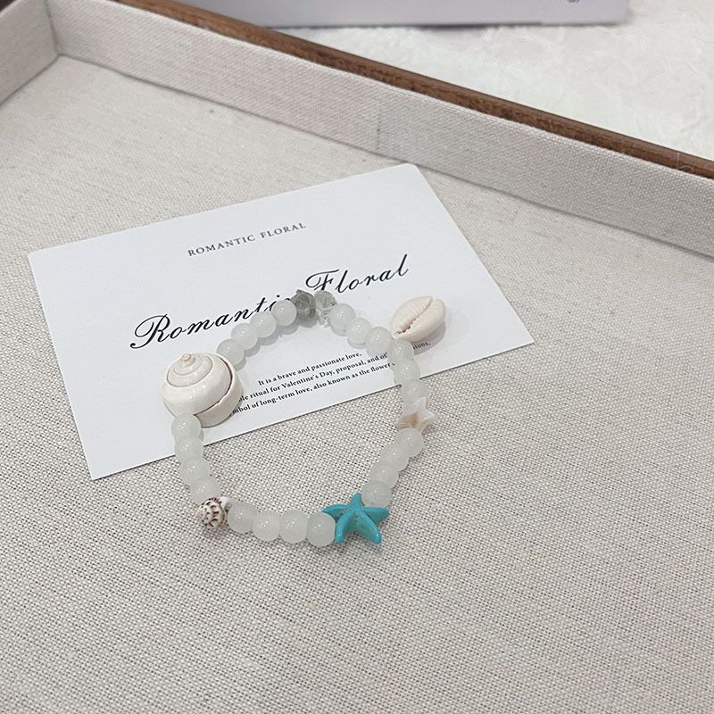 Ozean-Stil Bunte Perlen Muschel Seestern Armband für Frauen, Sommer Nische Reise Urlaub Beste Freundin Schmuck_voghion.com