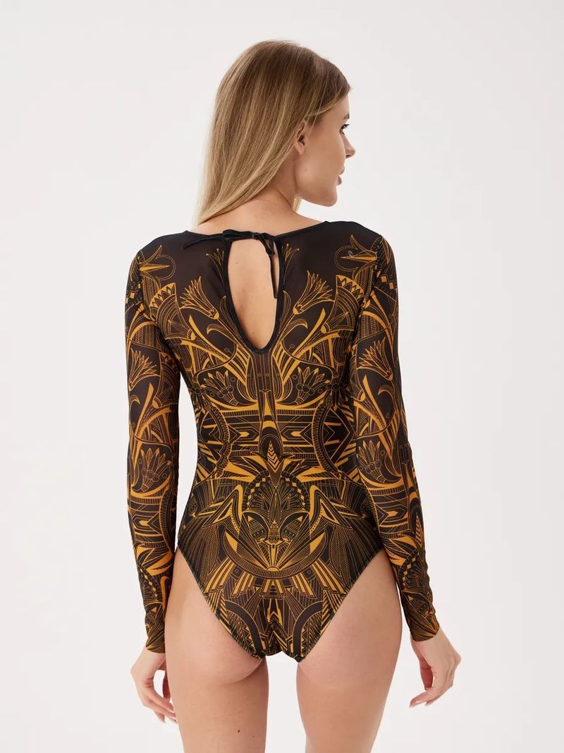 Women's Clothing Sexy Mesh One Piece Bikini Positioning Print Swimsuit_voghion.com