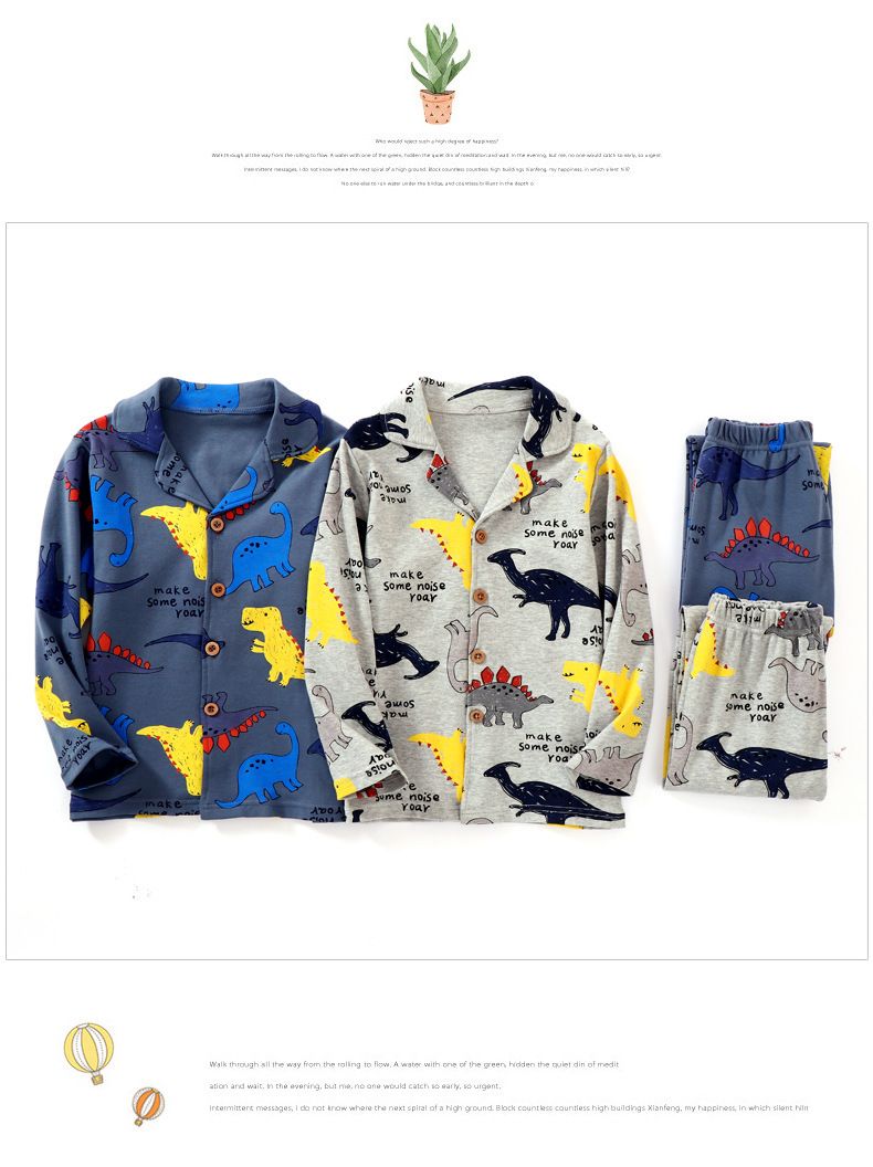 Kinder Homewear Eltern-Kind-Set Jungen Pyjamas Mädchen Reine Baumwolle Kinder Frühling und Herbst Klasse A Kinder_voghion.com