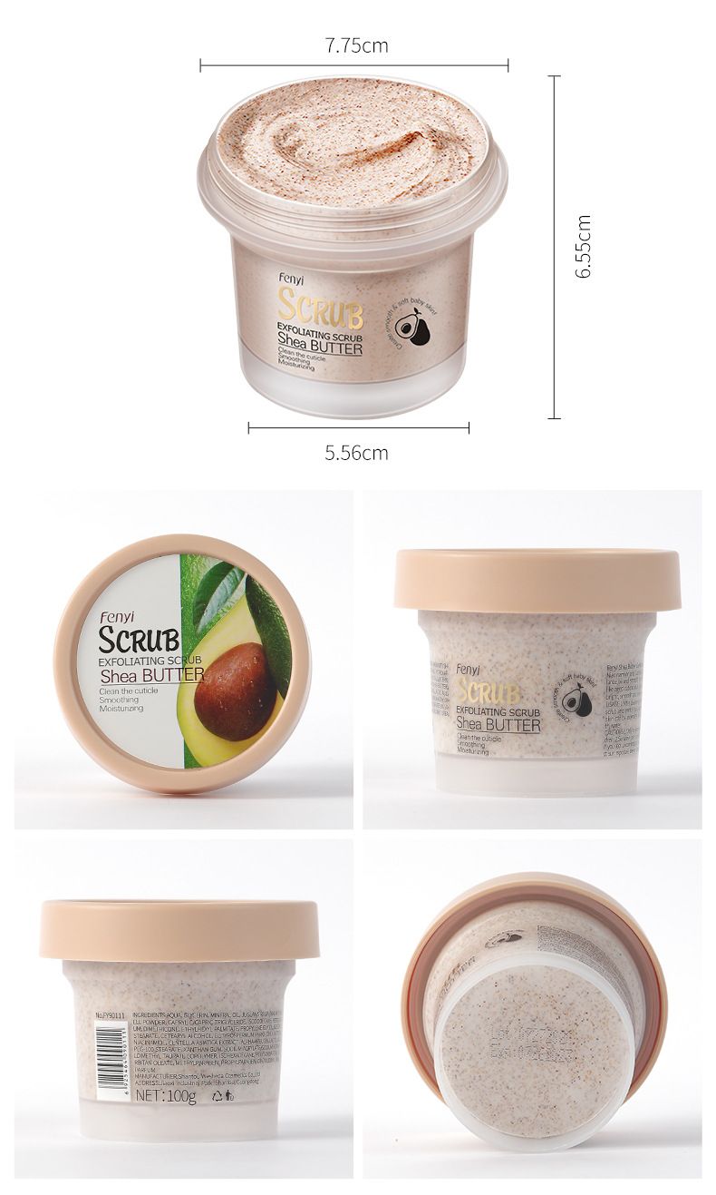 Fenyi Scrub Corpo Leggero al Burro di Karité 100g Esfoliante Detergente Pori Confezione Inglese_voghion.com