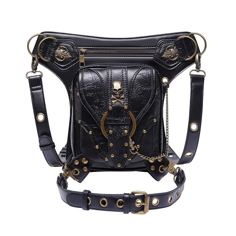 Vrouwen Punk Chain Outdoor Skull Mobiele Autotas Schouder Crossbody Tas Retro Mobiele Telefoon Heuptas_voghion.com