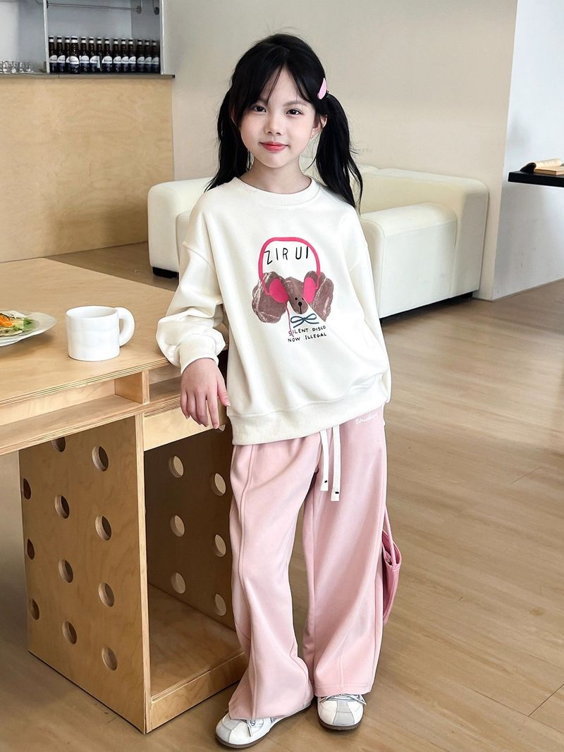 Mädchenanzug in den Größen Medium und Large für Herbst 2025 – Neue Frühlings- und Herbstmode: Zweiteiliger Pullover mit weitem Bein und passender Hose – Herbstliche Kleidung – Frisur_voghion.com