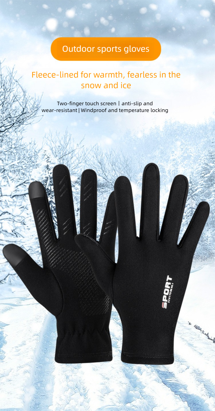 Rutschfeste, dicke Touchscreen-Handschuhe für Outdoor-Sportarten, warm für den Winter, ideal zum Radfahren und Laufen_voghion.com