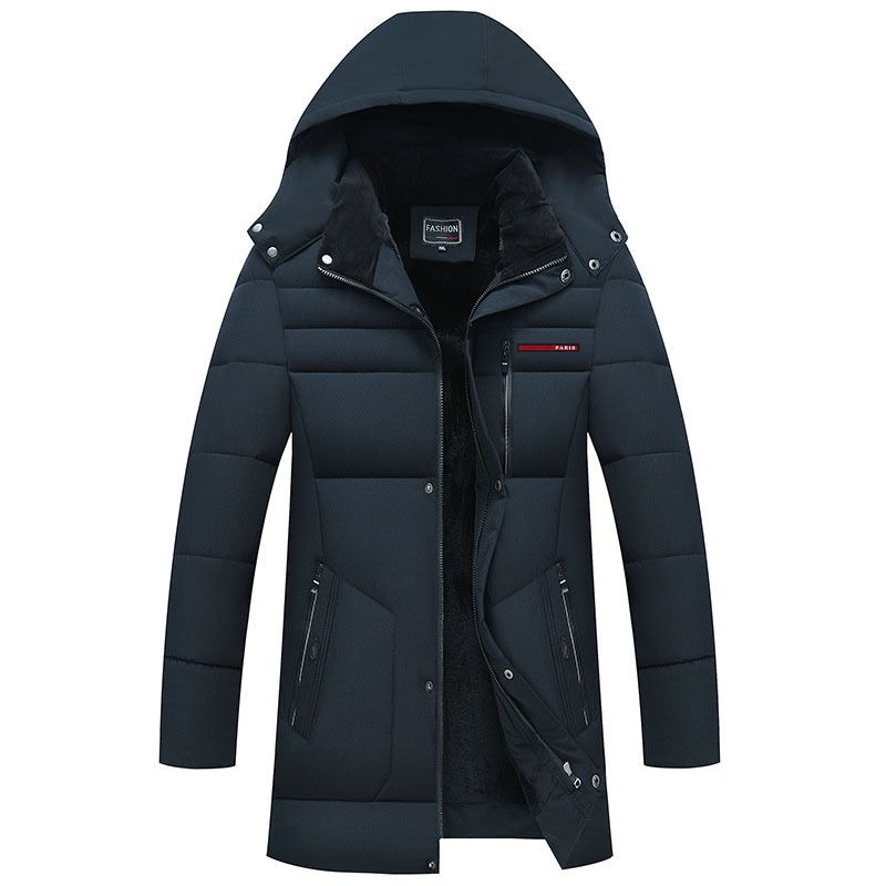Men's Clothing Winter Men's Cotton Coat Couple Long Thick Warm Hooded Simple Fashion Youth Trend Coat_voghion.com