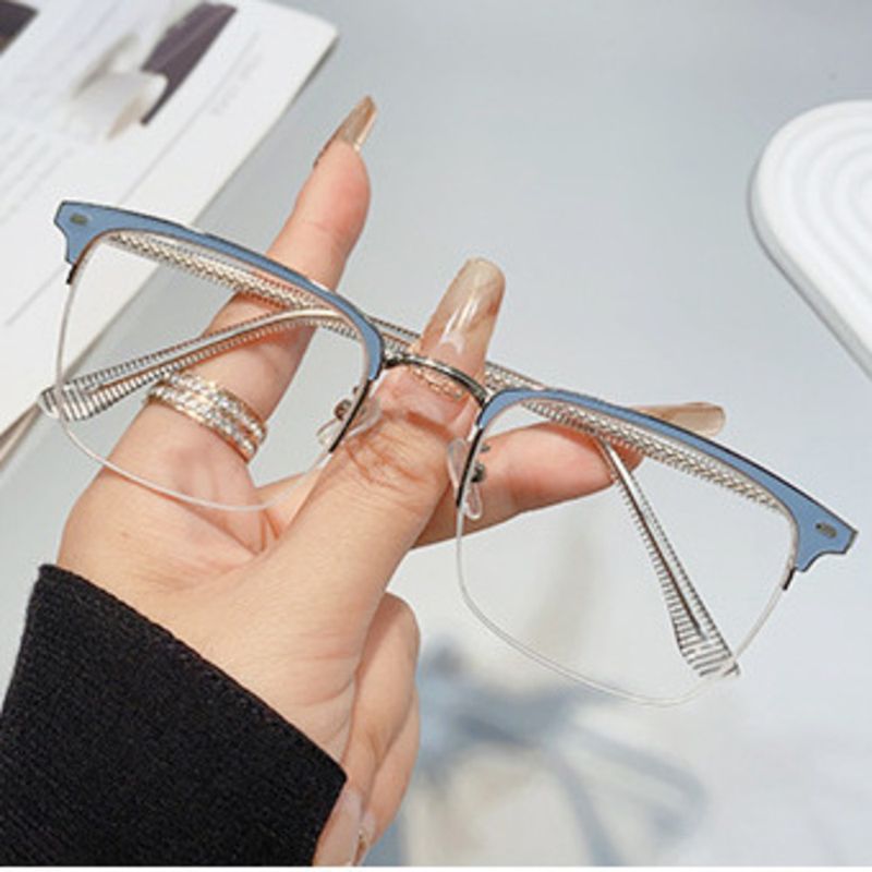New Style Snake Eyebrow Line Half-Frame Men Trendy Cool Photochromic Myopia Anti-Blue Light Anti-Radiation Glasses For_voghion.com