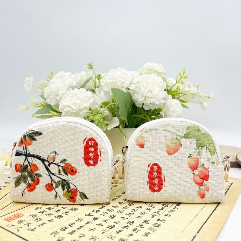 Digital Printed Zipper Coin Purse Shell Clutch Storage Key Small Bag Handmade Fabric Wallet Card Holder_voghion.com