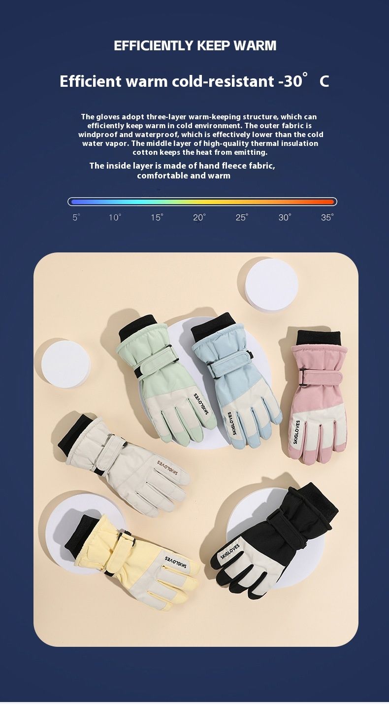 Guanti da sci caldi per bambini autunnali e invernali, invernali, da ciclismo, dita intere, anti-freddo, antiscivolo, per ragazzi e ragazze, touch screen_voghion.com