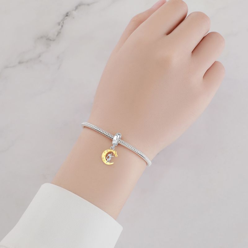 Bijoux pour femmes en argent sterling 925 avec perles, bracelet, collier, accessoires de bracelet, pendentif lumineux en forme d'étoile et de lune_voghion.com