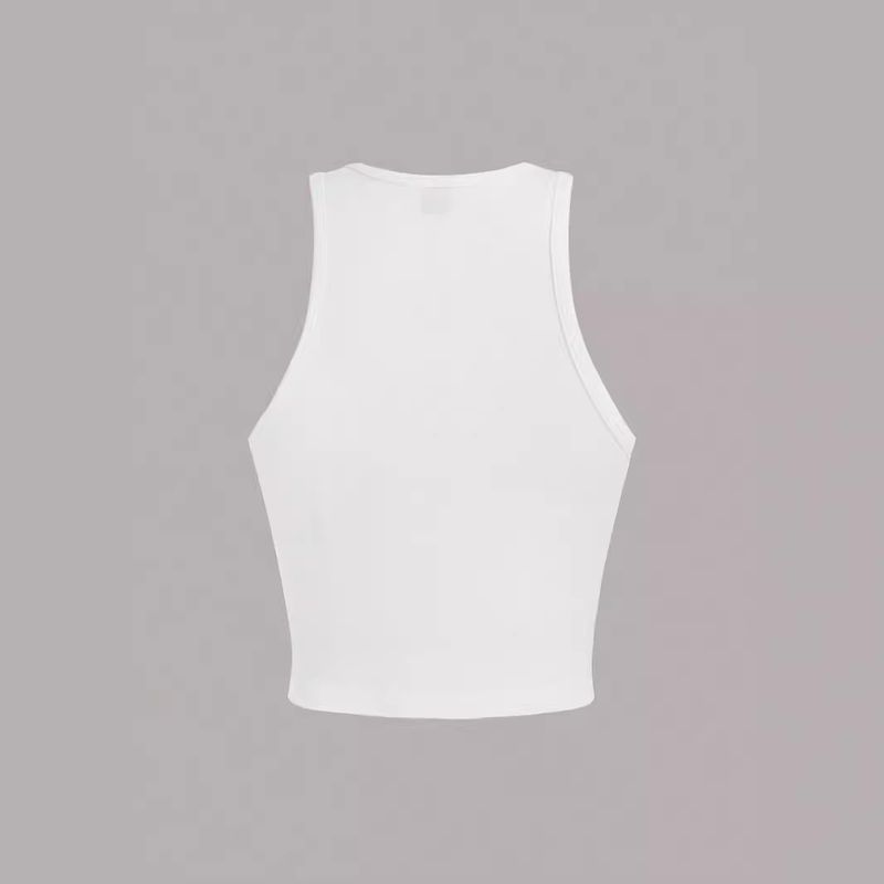 Gilet corto aderente con scollo rotondo e motivo a stelle semplice casual da donna, adatto per l'estate, senza maniche, gilet da ragazza calda_voghion.com