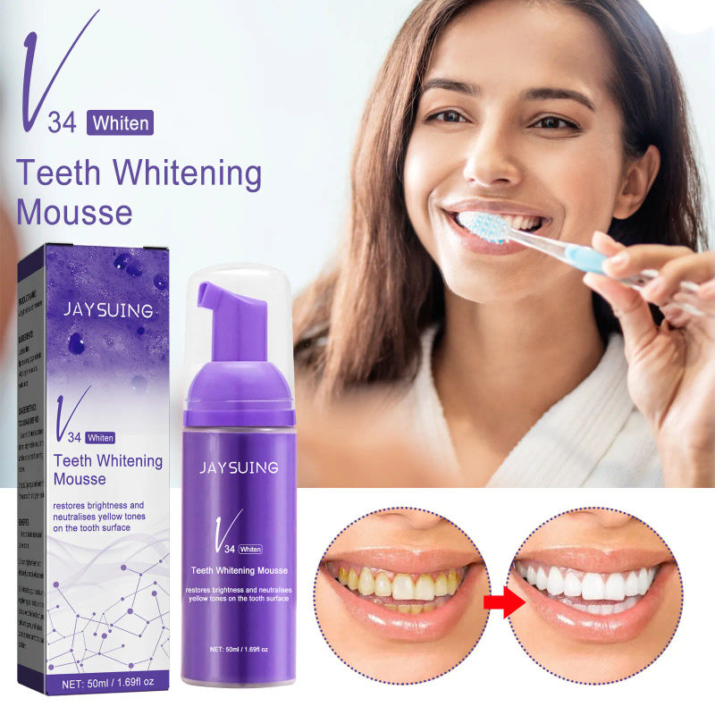 V34 Series Mousse Tooth Whitening Clean Fresh Breath Toothpaste White Teeth Cleaning Product_voghion.com