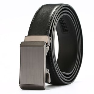 Cintura da uomo all'ingrosso Nuovo commercio estero europeo e americano transfrontaliero cintura in pelle con fibbia automatica in lega a due strati in pelle bovina_voghion.com