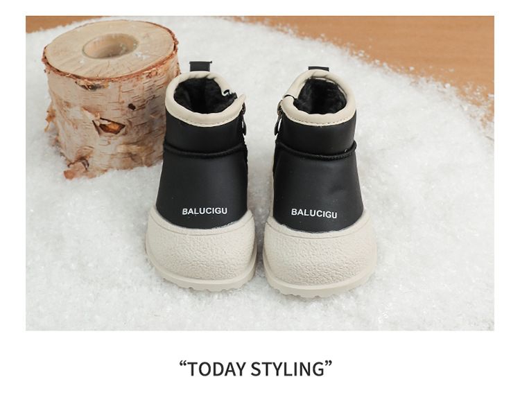 Stivali da neve invernali per bambini e bambine, in caldo cotone e pelle, foderati in pile, taglia 15-30, scarpe antiscivolo_voghion.com