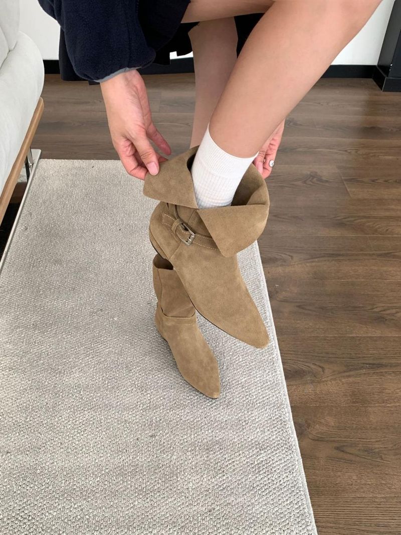 Stivali da equitazione da cowboy western con tacco basso, stile western, stile retrò francese, reversibili, da donna, autunno inverno 2025_voghion.com