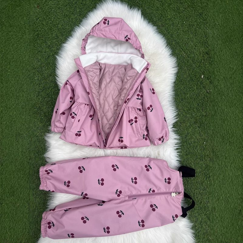 Girls' Spring Outfit Set - Floral Print Long Sleeve Top & Pants, Soft Pink & Neutral Tones, Comfortable & Stylish For Ages 3-8_voghion.com