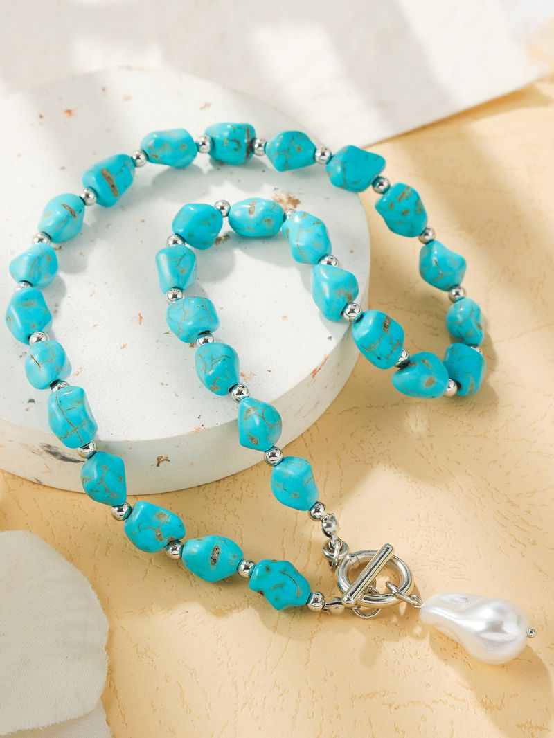 Bohemian Ethnic Wind Turquoise Necklace Female_voghion.com