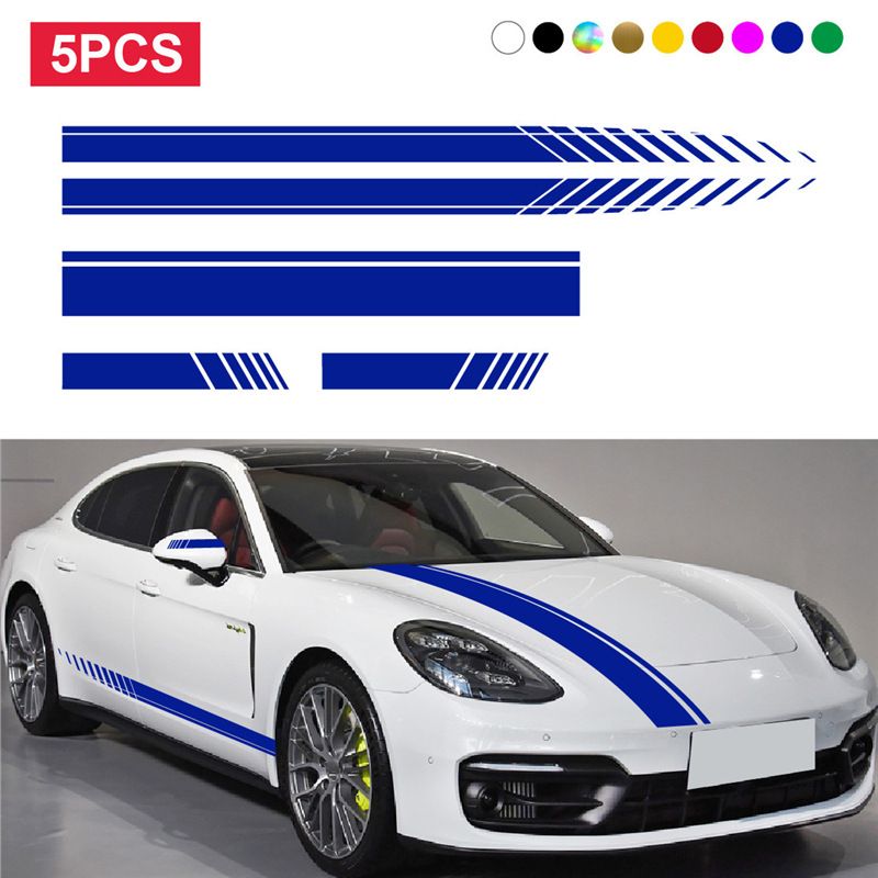 5-Piece Striped Polyester - High Gloss Car Side Stickers_voghion.com