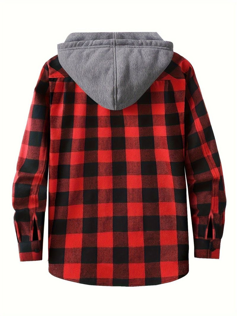 Felpa con cappuccio in flanella a quadri, tendenza moda newyorkese da uomo_voghion.com