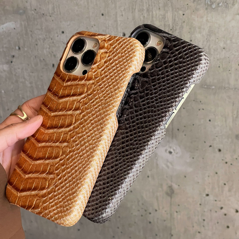 Mobile phone case trendy brands suitable for iPhone12 mobile phone case Apple 13pro max/11 lacquer glitter crocodile protective cover_voghion.com