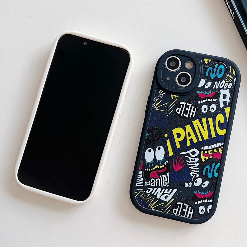 Doodle grappige uitdrukking telefoon case Voor iPhone 14 13 12 Pro 11 ProMax XSmax XR X XS 7 8Plus schokbestendig Zachte Siliconen Achterkant_voghion.com