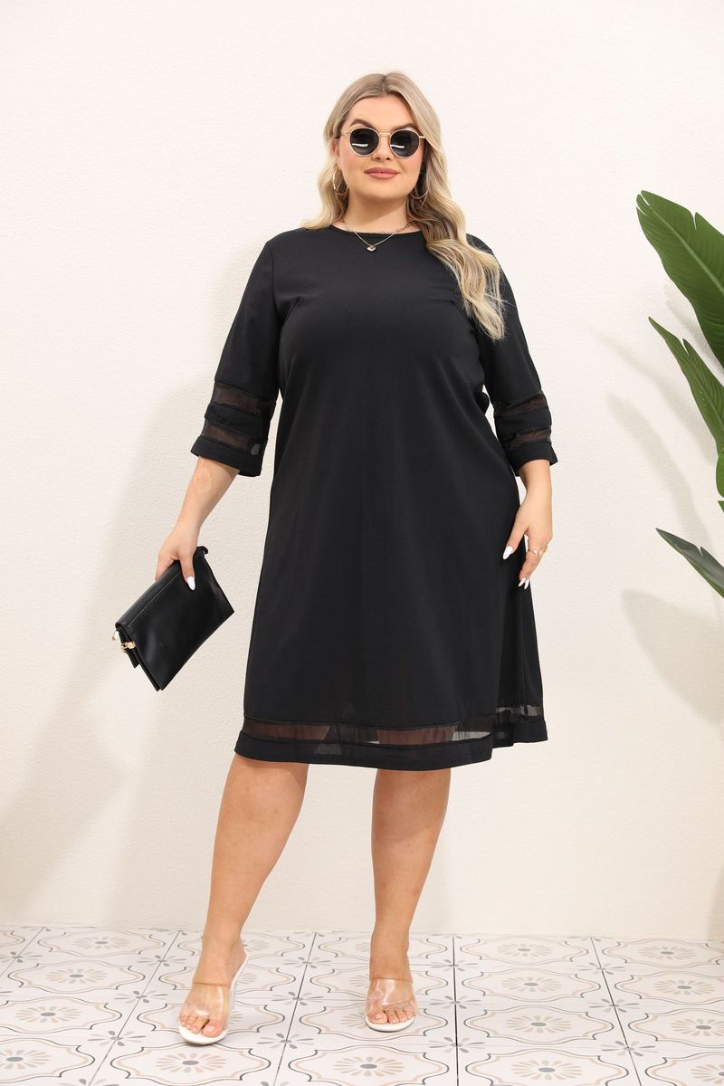 Women's Clothing Plus Size Spring New Splicing Round Neck Elegant Dress_voghion.com