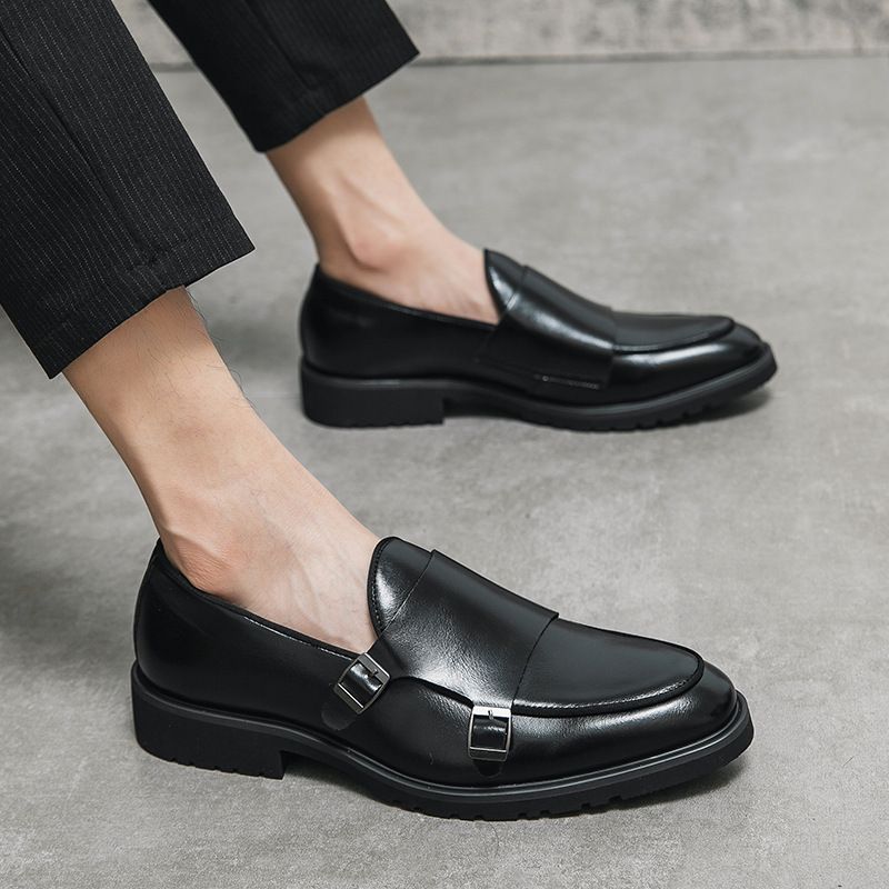 Große Business-Mengke-Herrenschuhe aus einfarbigem, dickem Leder mit dicker Sohle, koreanische Version der Büro-Loafer_voghion.com