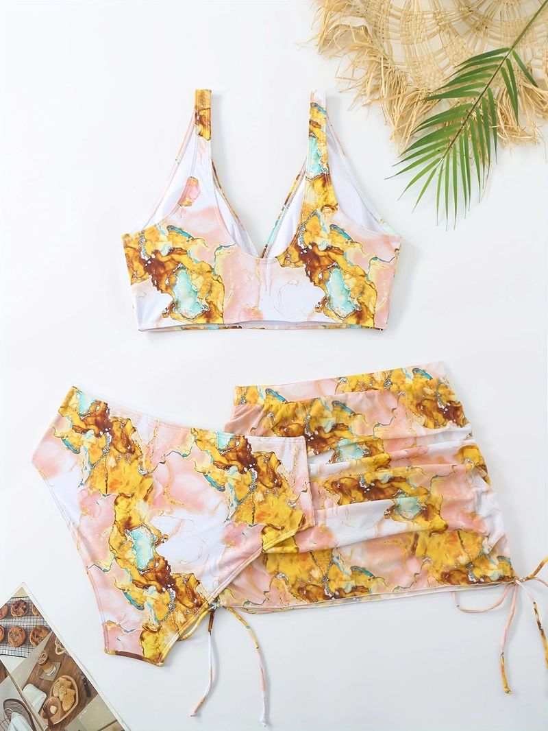 Women's High-Waisted Bikini Set - Floral Print Push-Up Swimsuit With Adjustable Straps & Tummy Control (Sexy & Supportive)_voghion.com